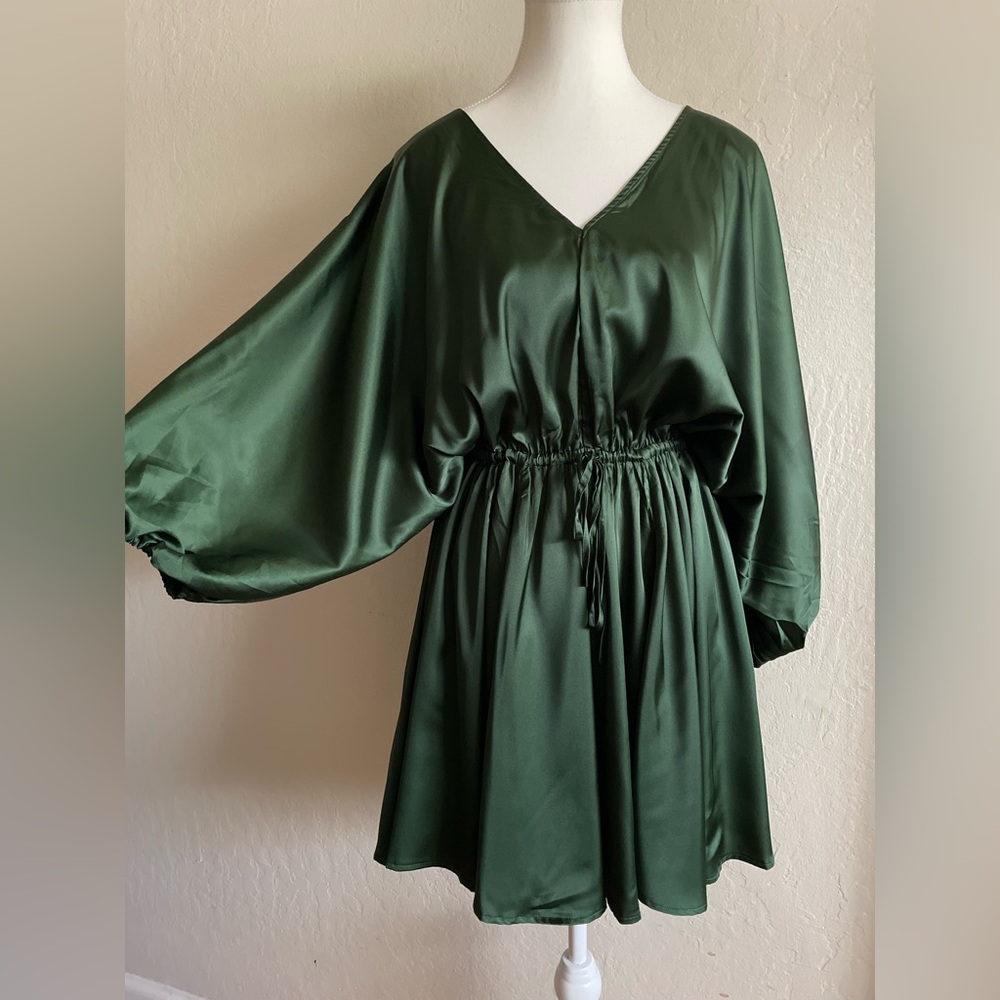 Green satin mini dress or top
